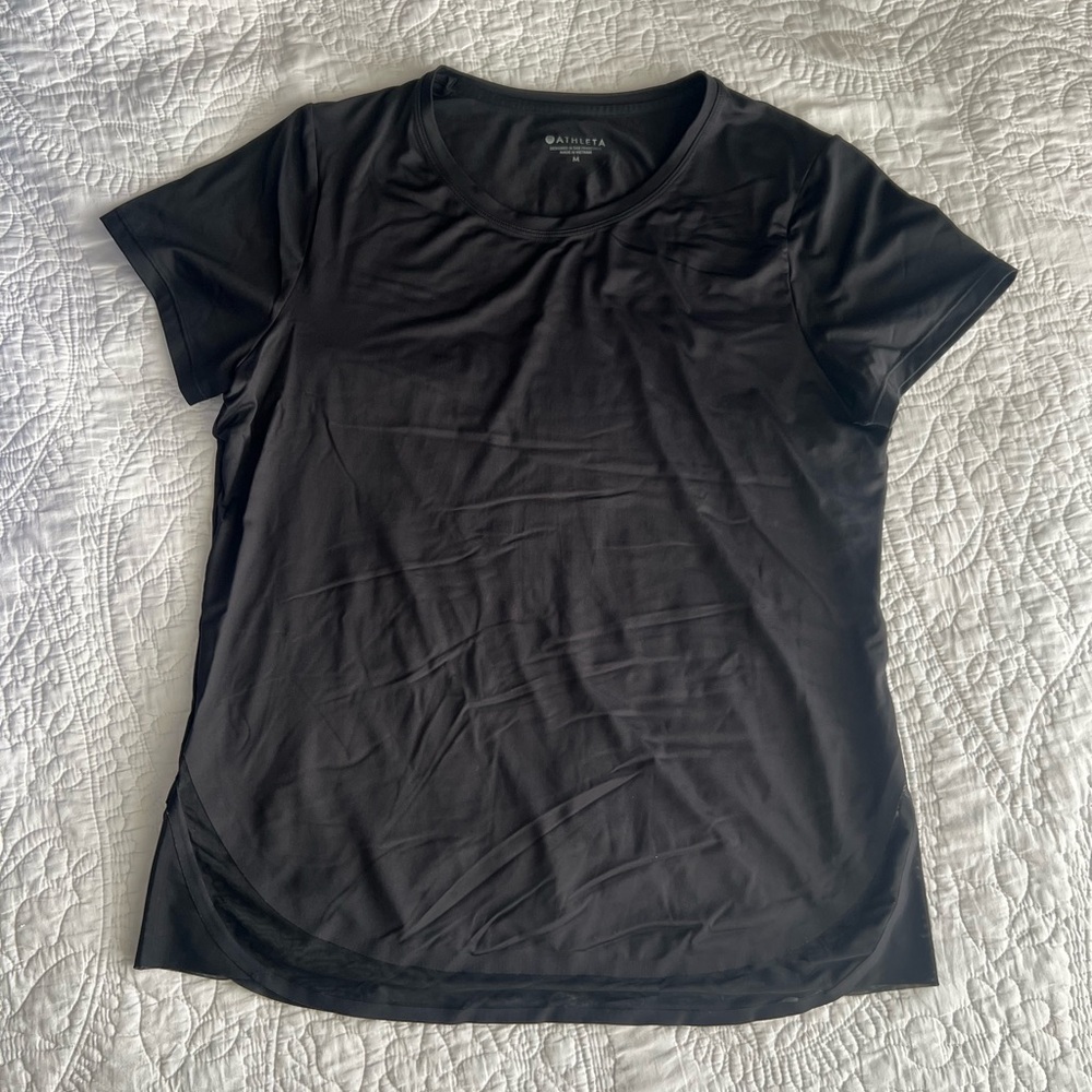 Athleta Women's Black Top with Mesh Detailing